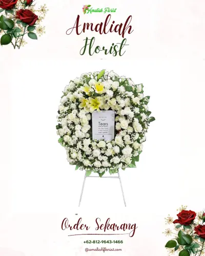 Krans Bunga Duka Cita cempaka putih